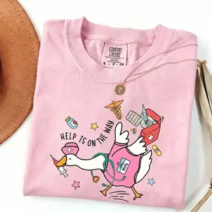 Comfort Colors Silly Goose School Nurse Shirt, Funny School Nurse Graphic Tee, Elementary Nurse Gift, Cute Healthcare Humor T-shirt Top  Womenswear