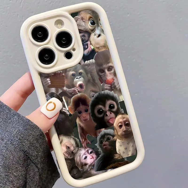 Creative Monkey Pattern Durable TPU Smartphone Cover - Cute Mobile Phone Accessory, Compatible with iPhone 11/12/13/14/15/16/17 Pro, ProMax, Air, Plus