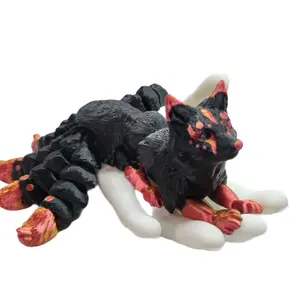 Mystical 3D-Printed Articulated Nine-Tailed Kitsune – A Whimsical Fox Companion