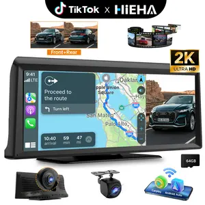 【HiEHA | DealsForYouDays & Father's Day Gift】2026 Dash Cam with 8.14" Wireless CarPlay Touchscreen, Wireless Carplay & Android Auto, 1080P Backup Camera, 2K Front, Mirror Link/Bluetooth/GPS Navigation/Satellite Radio for All Vehicles