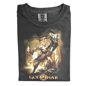 Women's Kratos God of War 3 Printed Cotton Casual Tshirt - Unisex Round Neck, Short Sleeve, Relaxed Fit, Seamless, Flat Check Design Streetwear Clothes, Trending Game Gift
