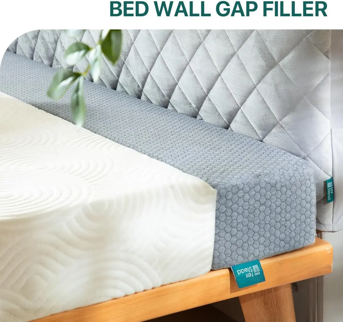King Size Dark Gray Durable Ergonomic Memory Foam Bed Gap Filler Cushion - Neck Support, Removable Dark Cover, Mattress Extender, Stops Items Falling Between Mattress & Headboard