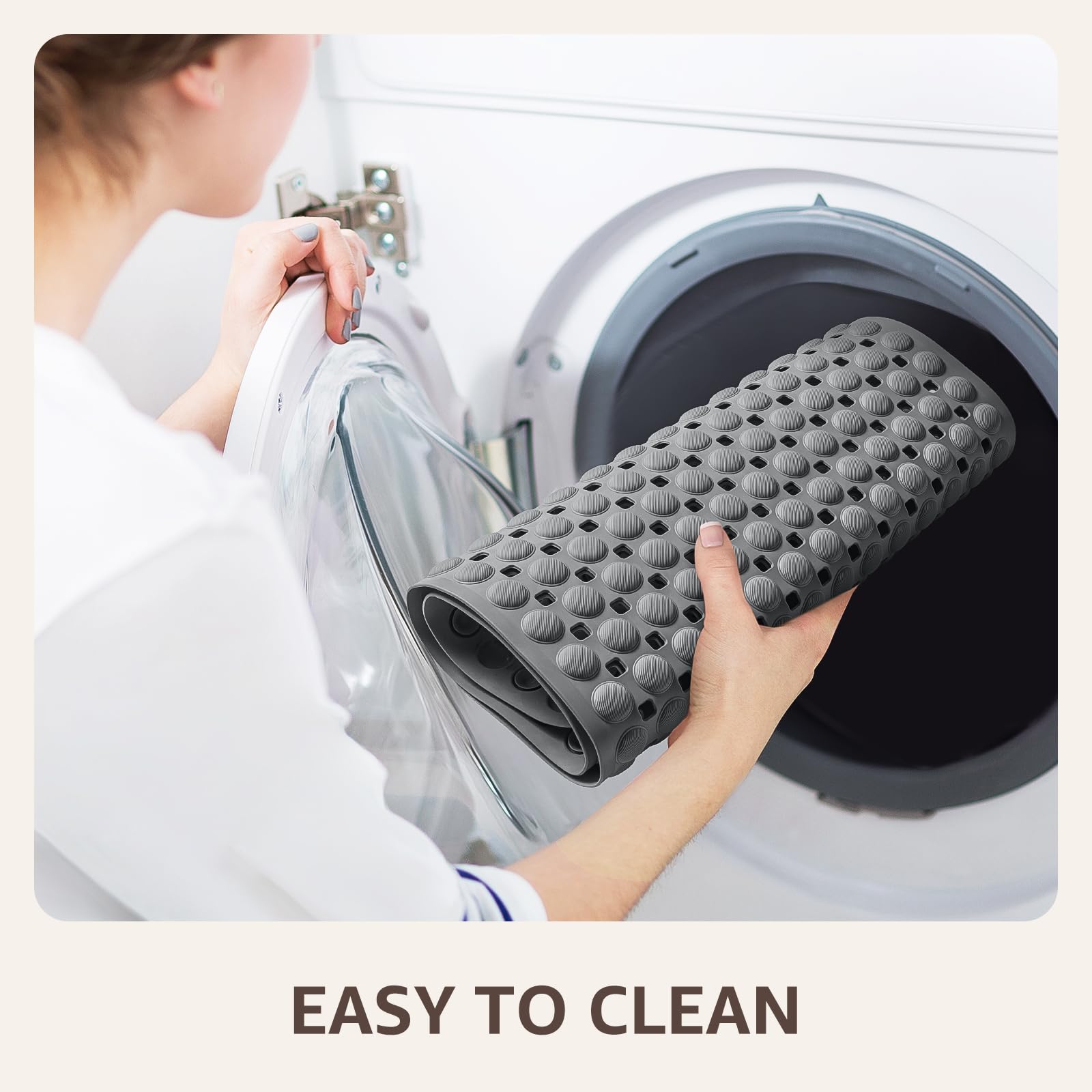 Bath Tub Shower Mat Non Slip, Bathtub Floor Liner Mats for Inside Shower Bathroom, with Massage Zones, Suction Cups and Drain Holes for Feet Scrubbing, Machine Washable, Soft on Feet, 35x16 Inch