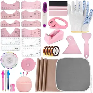 Sublimation Shirts Tool Kits Shirt Measure Ruler Set Include 12 T Shirt Guide Ruler,Portable Pad for Ironing,Teflon Sheet for Heat Press,Heat Resistant Tape Craft Sewing Accessories