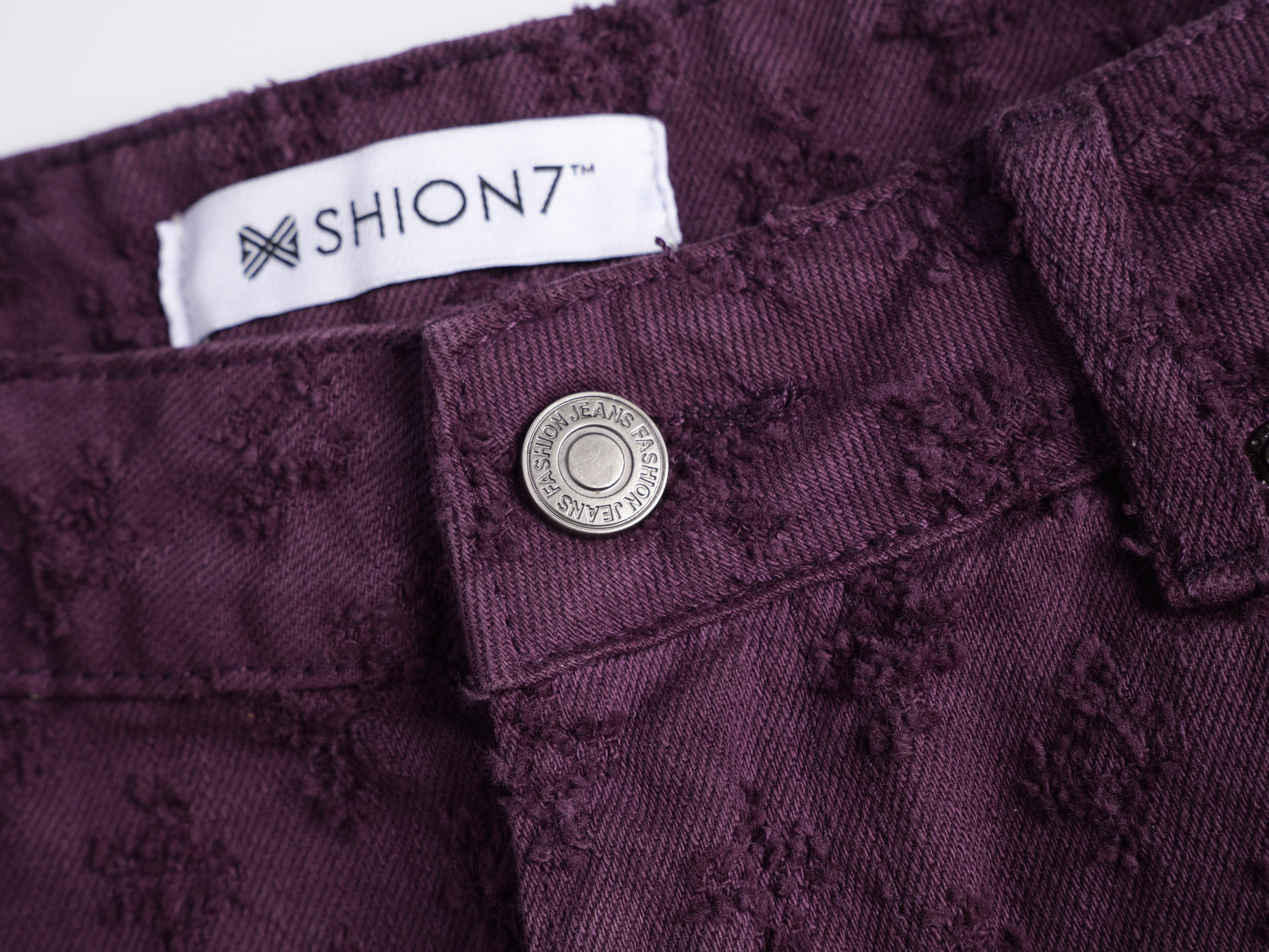 Purple Jacquard Denim Shorts Men Streetwear Baggy Y2K Casual Summer Knee Length Jean Pants