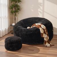 Black Bean Bag Lazy Sofa with Ottoman