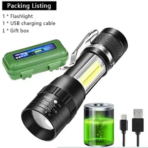 Mini Zoomable Flashlight, USB Rechargeable Small Torch, Long Range Beam, Portable LED Lantern for Camping, Fishing, Emergency Use