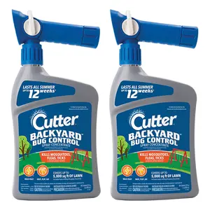 Cutter Backyard Bug Control Spray Concentrate 2 Pack Kills Mosquitoes Fleas & Ants 32 fl Ounce Lasts Up To 12 Weeks Easy Application