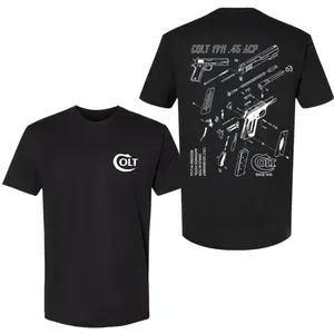 Colt 1911 .45 ACP T-Shirt, Exploded View Pistol Diagram Shirt, Hoodie - For Everyone - Pick Your Shade - Choose Your Fit - Pick Your Look