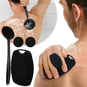 2 Pcs Back Scrubber for Shower Soft Silicone Bath Body Brush with Long Handle
