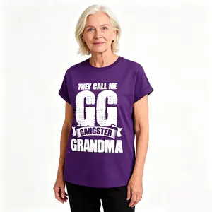 Women's Short Men's Short-Sleeve Soft Seamless Fabric "They Call Me PAPA POP GG Gangster Grandma" Graphic T-Shirt - Funny Father's Day Gift, Casual Streetwear Top PLK0117