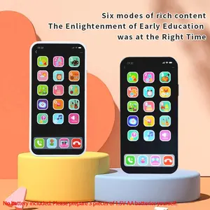 Children Touchscreen Phone Toy, Realistic Mobile Phone, English Learning Machine with Lights, Unisex Early Education Puzzle Toy(Please prepare 3 1.5V AA batteries)