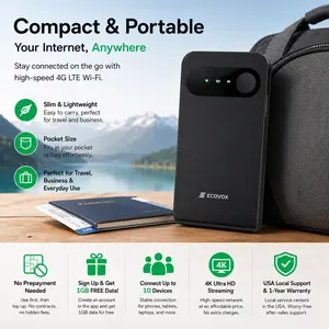 ECOVOX Portable WiFi Hotspot 2026 Upgraded – No SIM Card Required, 4G LTE Mobile Hotspot with Global Coverage, Connect Up to 10 Devices, Pocket Travel WiFi Router for Car, RV & Business
