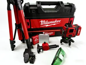 Milwaukee 3D Green Laser Level 12 Lines 360° Self-Leveling Kit With Tripod & Full Accessories For Construction And Renovation