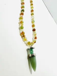 Mad Mellow 23.5” Jade Bullet Necklace w/ Peacock Jasper & Citrine Beads