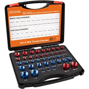 Swiilpo Nut and Bolt Thread Checker - Comprehensive Bolt Size and Thread Gauge Tool, Inch & Metric Sizes, with Handy Tool Box, Excellent for Home Garages and Car Repairs,By Traiisutor