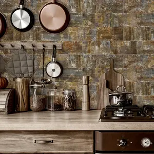 Vintage Wood Grain Pattern Wall Sticker, Waterproof Kitchen Backsplash & Bathroom Decor, Self-adhesive Tiles for Home Decoration, Tile Stickers