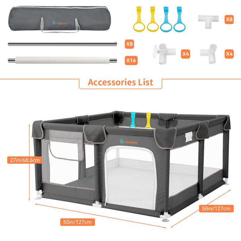 Baby Playpen, Play Pens for Kids Activity Center, Foldable Large Baby Playard for Indoor and outdoor, with Pull Ring Child Safety Barrier Fence Ball Box Game Playpen, Gift