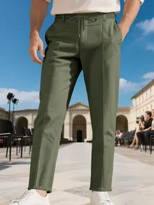 Bizformal men's business casual pants, Plain, with a belt-strap design, are suitable for work, formal events and daily wear. They are an ideal gift choice.