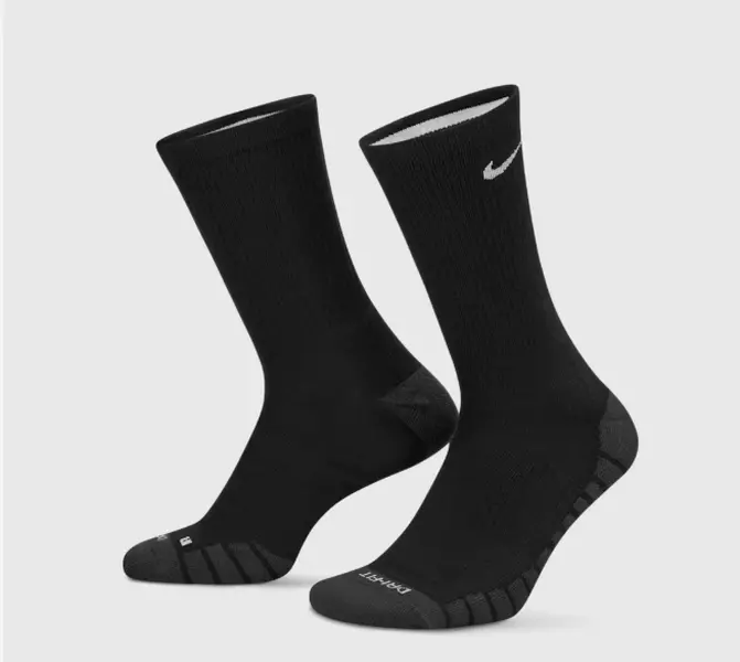 Nike Men's Black Max Crew Socks - Large, Cushioned Athletic Casual Sports Socks, Black Athletic Socks