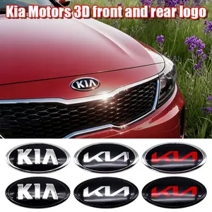 Car 3D Stereo Logo Decal Sticker, Front Rear Engine Hood Trunk Emblem, Metal Texture Badge, Car Exterior Upgrade Accessories for KIA Sportage Ceed Sorento Cerato Optima Picanto Rio Soul