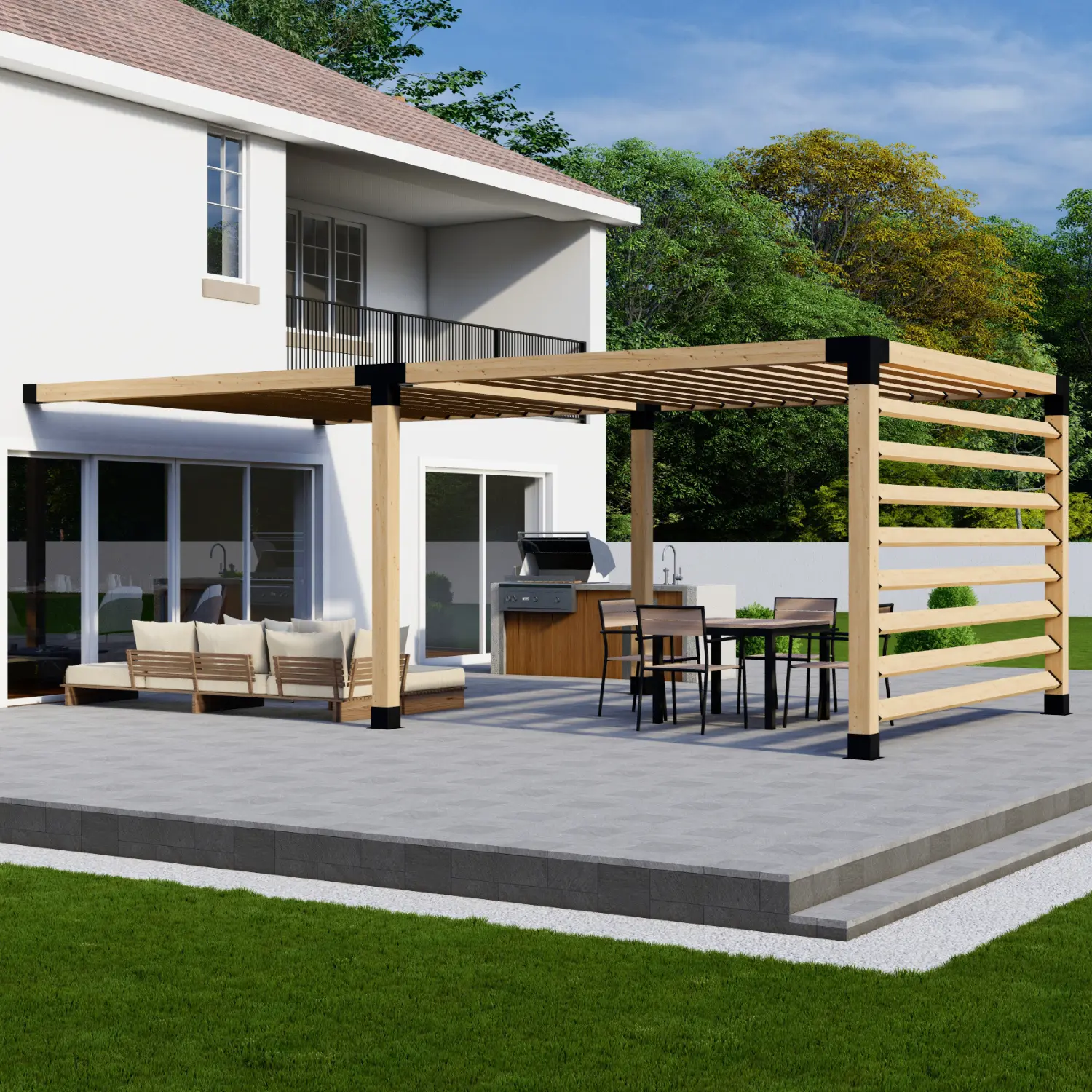 Modern Pergola (Wood & Steel) Kit Modern Pergola (Wood & Steel) Kit