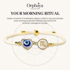 Scorpio "Mystic Depth" NFC Smart Oracle Bracelet Set - Heart Evil Eye & Mother of Pearl Zodiac Charm (Includes 4 Interchangeable Cords)