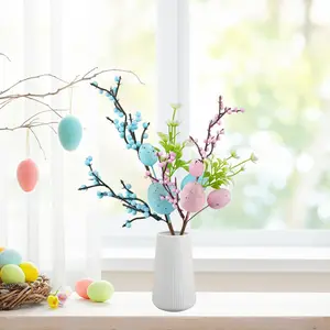 Set of 3 Easter egg decorative branches, perfect for home and garden; polka-dot artificial Easter eggs, ideal for Easter parties and festive decorations