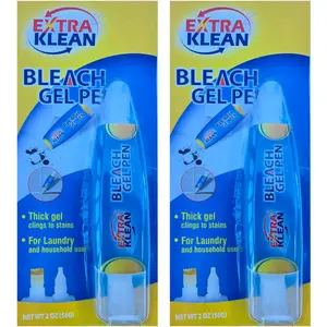 Extraklean Bleach Gel Pen for Clothing - Stain Remover Gel Cleaner with Dual Tip Applicator - Milky White - Portable for Laundry & Household Use - Effective for Tough Stains Cleaning (2 Pack)