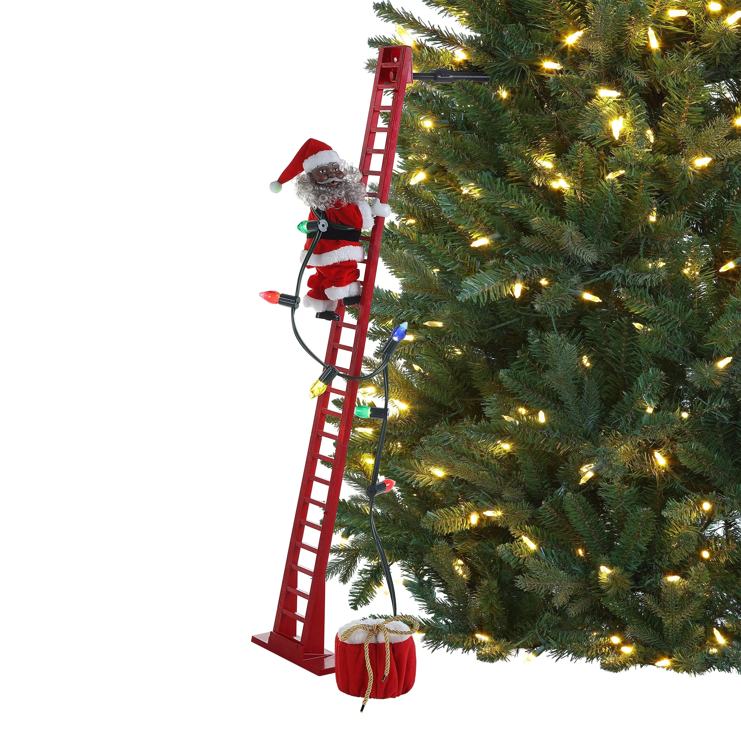 43 in. Animated Ladder Climbing Sculpted Black Santa 43 in. Animated Ladder Climbing Sculpted Black Santa