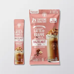 The Frozen Bean Hazelnut Latte & Frappe Mix, Double Shot Arabica Instant Coffee (10 Sticks, 12 Months Shelf Life, Suitable for Adults)