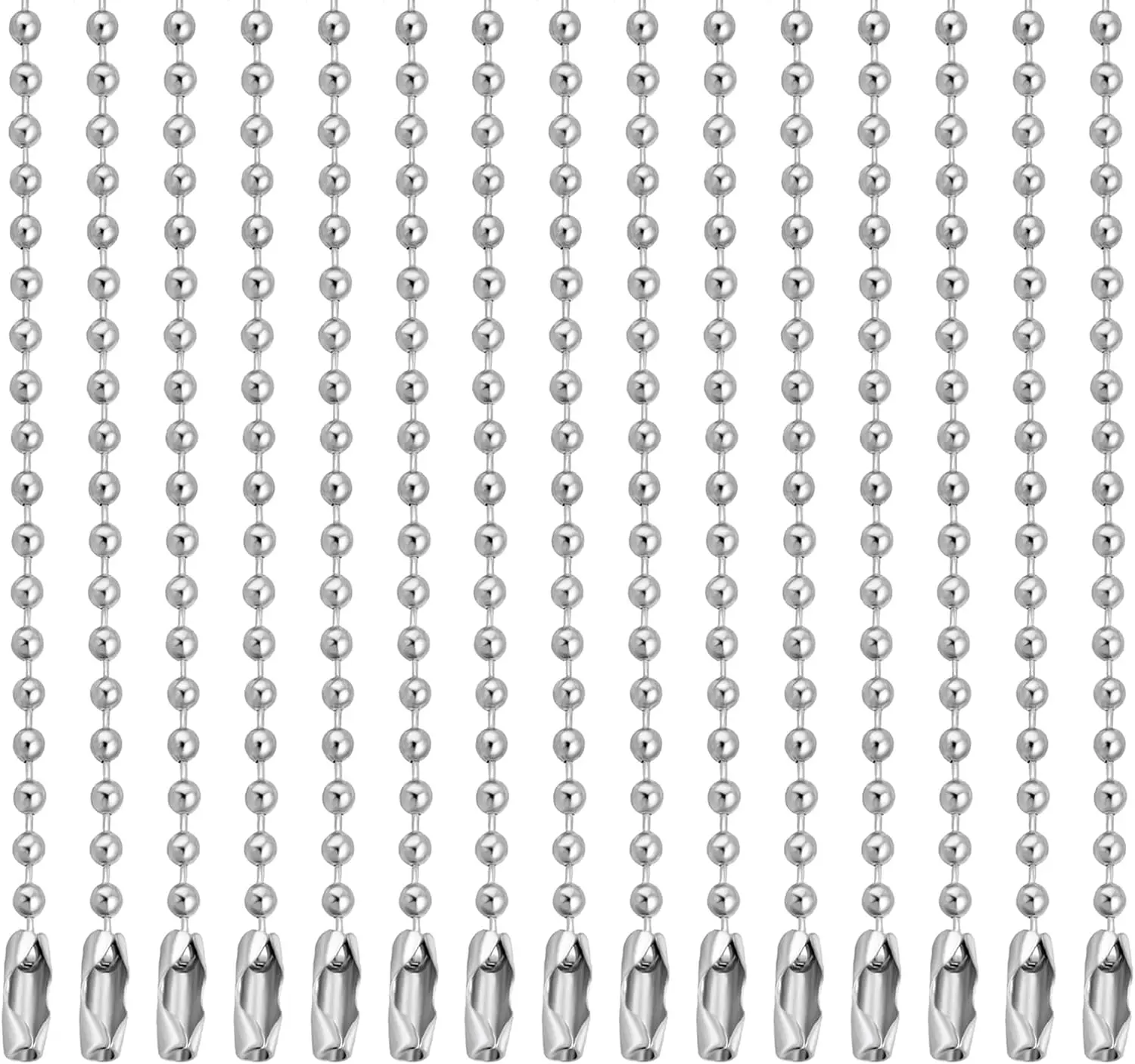 Fall Halloween Gift  20Pcs Bead Ball Chain Keychain Bulk for Hanging Decoration | 4 Inch Keychain Link,2.4mm Metal Small Chain Rings with Connectors for Key chain,Dog Tag,Badge,Jewelry making (Silver)