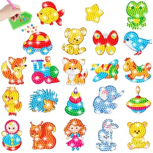 22pcs Diamond Painting DIY Handmade Puzzle Cartoon Animal Mosaic Stickers Gift Set, Educational Craft DIY Kits for Kids and Adults
