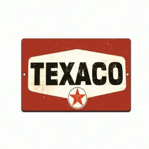 Vintage Texaco Gas Oil Tin Sign Retro Garage Auto Shop Wall Decor for Home