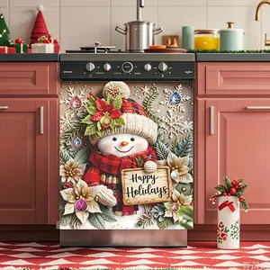 2D Flat 1pc of Christmas And Winter Snowman Dishwasher And Refrigerator Magnetic Tile Decoration Painting, Scratch Resistant, Easy to Tear, No Need for Glue, Washable-Perfect for Kitchen Decoration And Festive Decorations Christmas Gifts, 2
