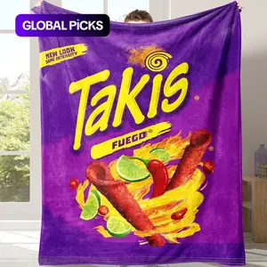 Takis Fuego Flannel Throw Blanket, 1 Count Soft Winter Blanket, Warm Nap Blanket for Home Office, Travel & Camping, Flannel Blankets, Food Themed Blanket, Thickened Flannel Blanket