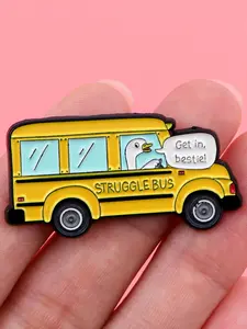 Funny Struggling Bus Goose Pin, Cartoon Animal Design, Unique Bag & Clothing Accessory, Perfect Creative Gift, Casual Style, All Seasons Wear