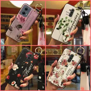 Wrist Strap Dirt-resistant Phone Case For MOTO Edge 5G 2024 Kickstand Lanyard Phone Holder Silicone ring Fashion Design Waterproof Flower protective Anti-dust Durable Anti-knock