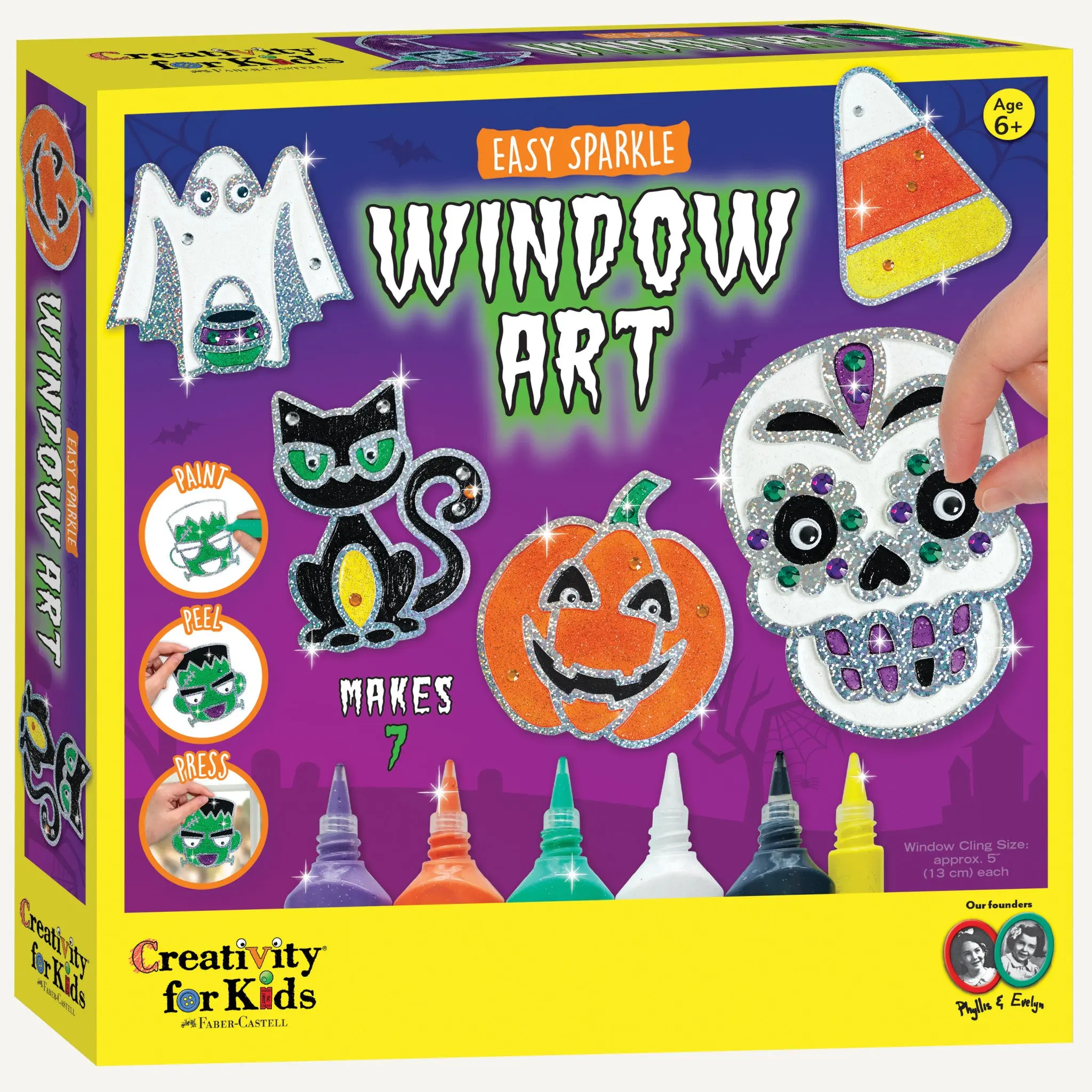 Halloween Easy Sparkle Window Art Decorative Sticker - Crafting for Family, Features Candy Corn, Frankenstein, Witches Hat Designs - #6315000, Peel-And-Stick