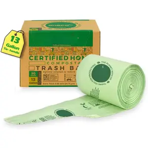 Compostable   Bags 13 Gallon, 50 Count, Extra Thick Kitchen Compost Bags With Handles, Large Compostable Bags for Tall Kitchen Bin