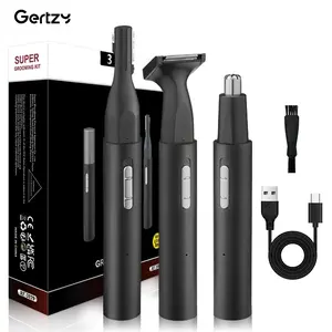 Gertzy Men's Professional Trimmer Set, Precision Nose Hair, Sideburns, Eyebrows Trim, Father's Day Gift, Travel Business Portable Kit