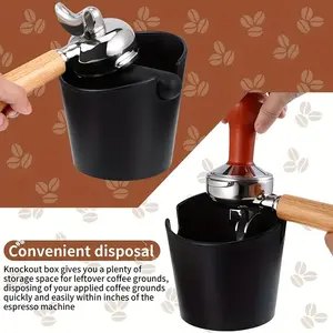 [Coffee grounds bucket] Compact Black Coffee Knock Box with Detachable Knock Bar - Anti-Slip, for Home and Cafe Use- Durable ABS Coffee Grounds Bin for Home Use, Storage bucket