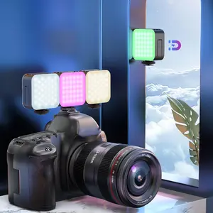 RGB LED Video Light, Mini LED Camera Light, Double-sided Rechargeable Dimmable Lighting, Adjustable Photo Camera Panel Light with Magnets