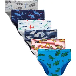 KF5-UDW31 100% Cotton Little Boys Briefs Soft Dinosaur Truck Toddler Underwear