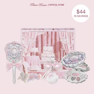 Flower Knows Lunar Luster Spellbook Set - Shell's Jewel Collection Eye Makeup Set, With Highlighter, Mirror, and Hair Clip, Longlasting, High Pigment, Best Gift For Holiday