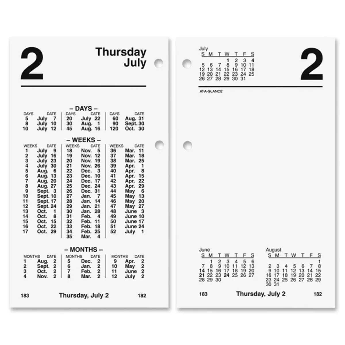 At A Glance  Financial Daily Desk Calendar Refill