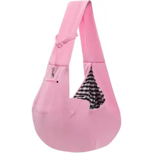 Carrier Sling - Reversible Puppy Carrier Purse with Storage Pocket, Hand-Free  Sling Carrier for Carry Small Dogs and Cats, Travel Safety Harness,  and  Harness (Pink)