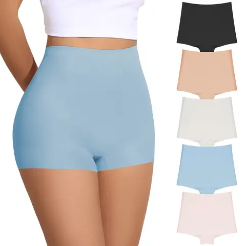 FallSweet Women's Seamless Panties No Show Boy Shorts Underwear Boxer Briefs Pack