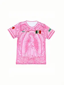 Guadalupe Virgin Soccer Jersey, Mexican Religious Football Shirt, Unisex Guadalupe Virgin Team T-Shirt, Casual Fitted Short Sleeve, Soccer Tee