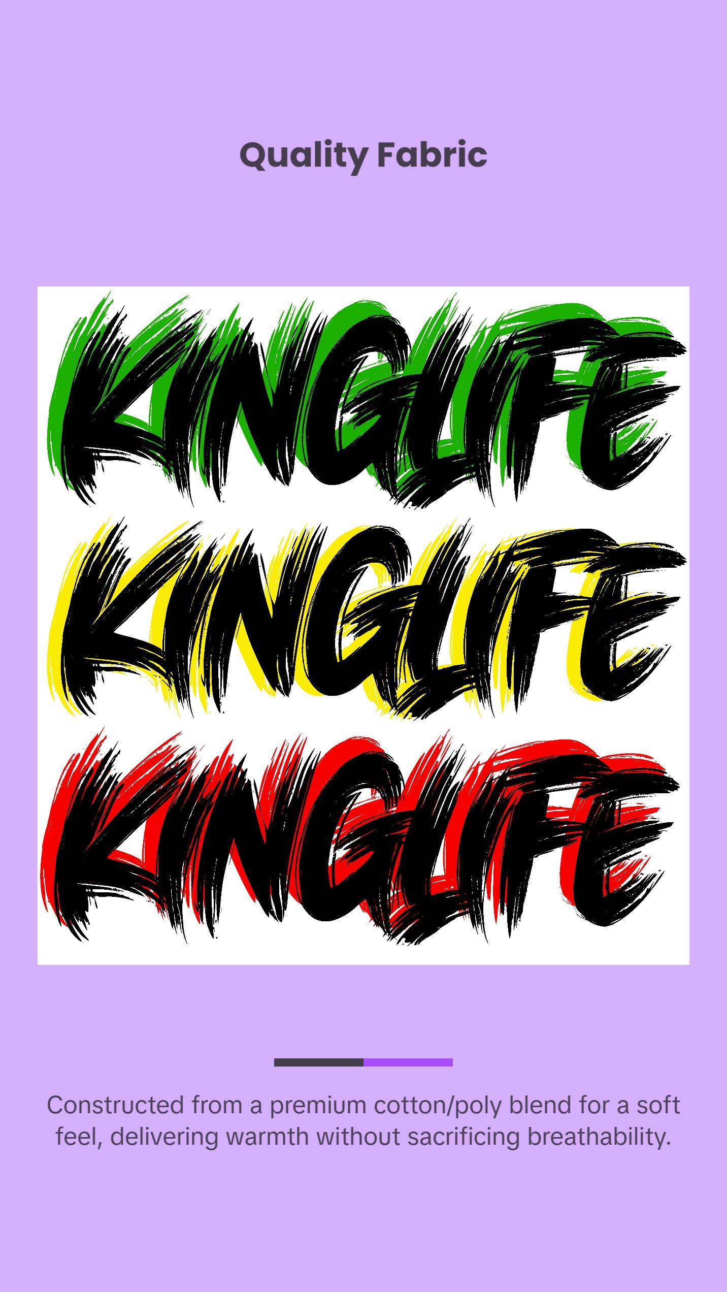 Kinglife Rasta Graphic Hoodie | Unisex Cotton-Blend Pullover | Streetwear Sweatshirt with Back Print